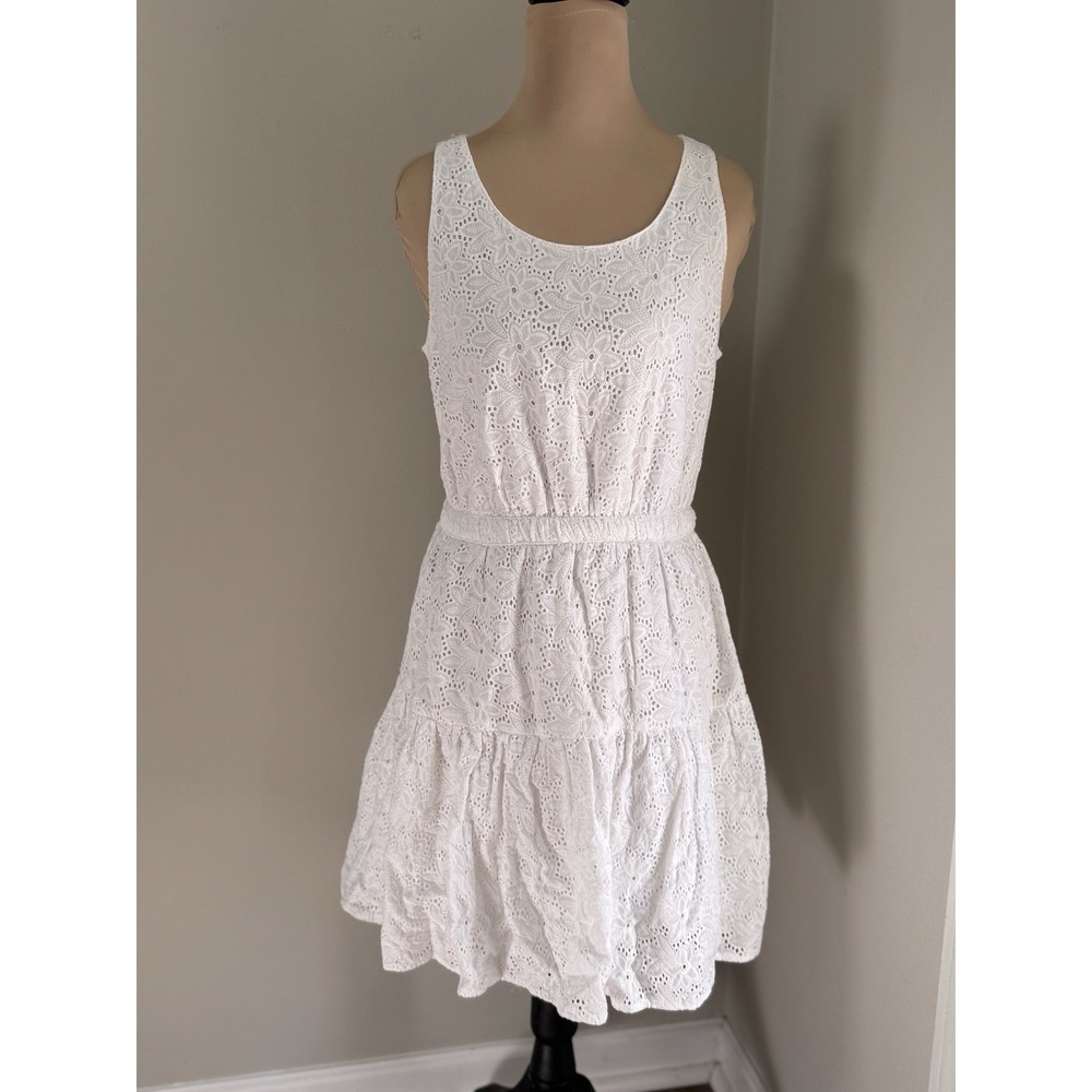 Women's White Eyelet Dress M Peekaboo Open Back The Webster Miami Cottagecore